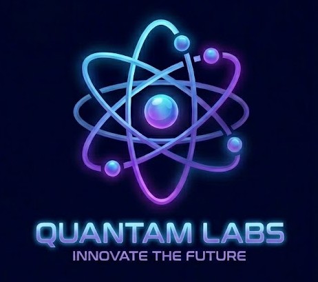 QuantamLabs atomic structure logo with orbital rings